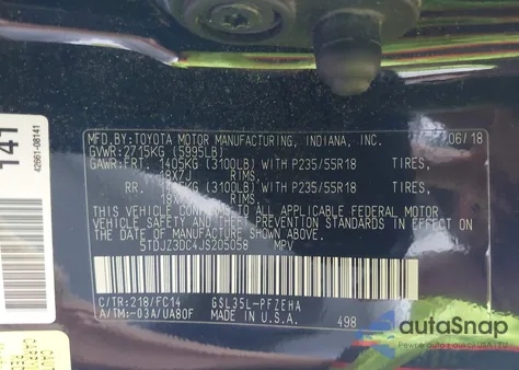 2018 Toyota Sienna Le 7 Passenger z USA, uszkodzony, nr VIN 5TDJZ3DC4JS205058